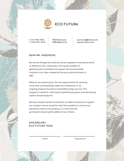 Eco Company Fundraising Offer Letterhead 8.5x11in Πρότυπο σχεδίασης