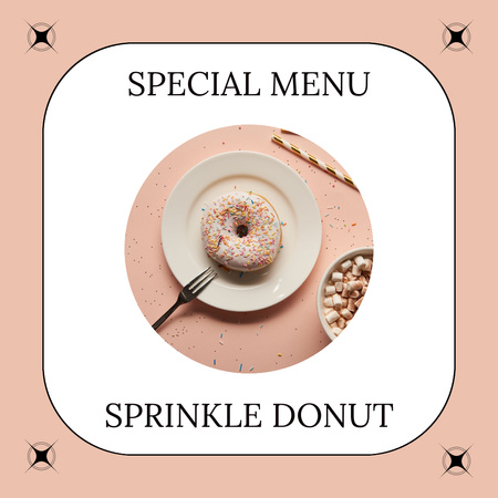 Erikoismenu alennustarjous sprinkle donitsilla Instagram Design Template