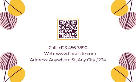 Flower Store Ad with Sketch of Leaves on White Business Card 91x55mm Modelo de Design