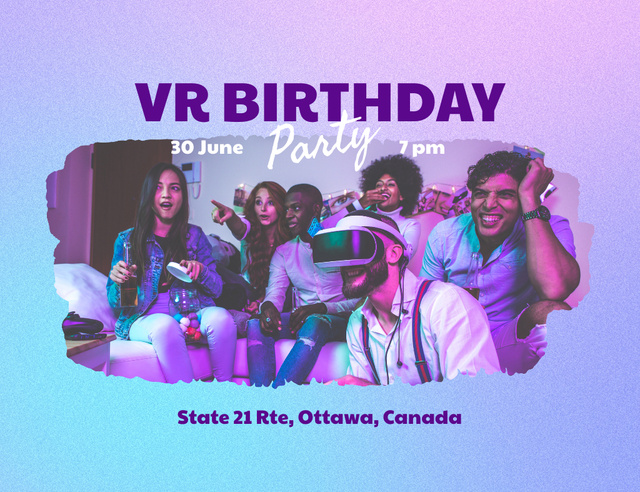 Virtual Birthday Party with Friends Invitation 13.9x10.7cm Horizontal Šablona návrhu