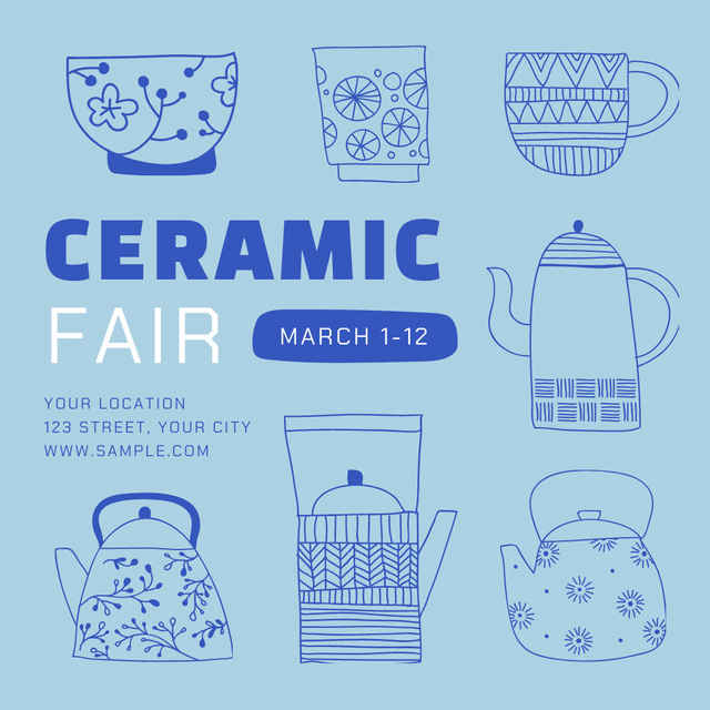 Announcement of the Ceramics Fair on Blue Instagramデザインテンプレート