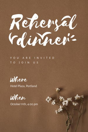 Rehearsal Dinner Announcement with Tender Flowers Invitation 6x9in Design Template