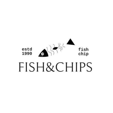 Fish and Chips Offer Logo 1080x1080px Tasarım Şablonu