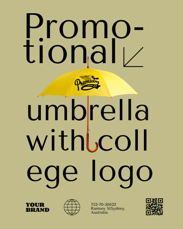 College Apparel and Merchandise Offer Umbrella with Logo Poster 16x20in Design Template