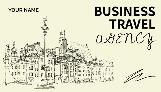Plantilla de diseño de Travel Agency Ad with Street Old Buildings Business Card US 