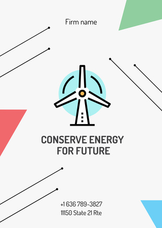 Wind Turbine for Conserve Energy Flyer A6 Design Template