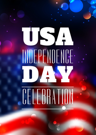 USA Independence Day Celebrationwith Flag and Drops Postcard 5x7in Vertical Design Template