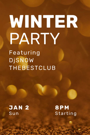 Winter Party Announcement Invitation 6x9in Design Template