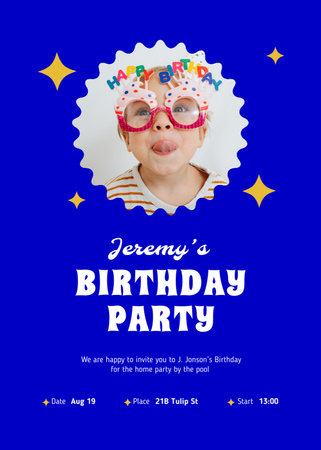 Birthday Party Announcement with Cute Kid Invitation Design Template