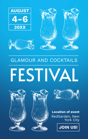 Festival de coquetéis glamorosos Invitation 4.6x7.2in Modelo de Design