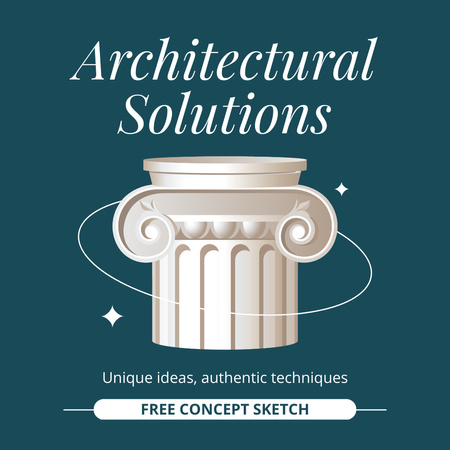 Plantilla de diseño de Anuncio de soluciones arquitectónicas con columna antigua Instagram 