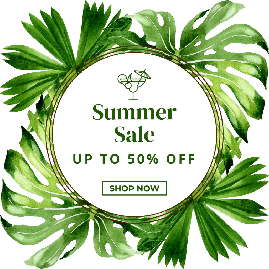 Designvorlage Summer Sale Green Floral für Instagram