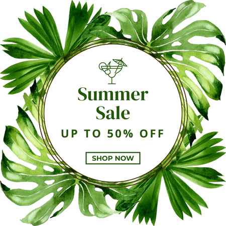 Summer Sale Green Floral Instagram Design Template