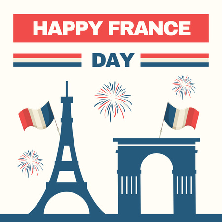 Plantilla de diseño de Plantilla de celebración del día de Francia Instagram 