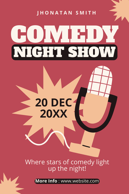 Designvorlage Comedy Night Snow Ad with Microphone Illustration für Pinterest