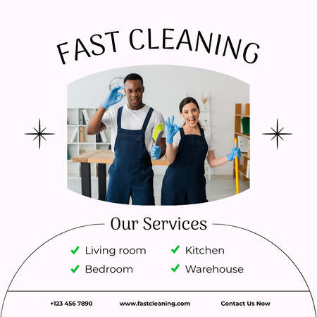 Offers of Services for Quick Cleaning of Premises Instagram Design Template
