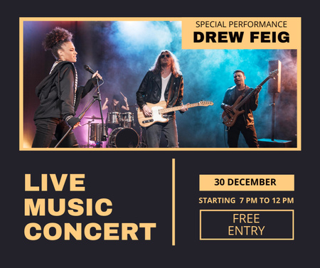 Announcement of Live Music Concert Facebook Design Template