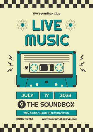 Exquisite Live Music Event In Club Announcement Poster Design Template