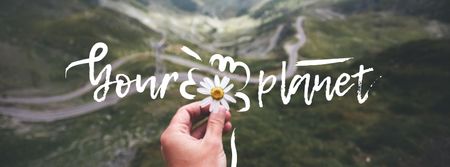 Eco Concept with Daisy Flower and Mountains Facebook cover – шаблон для дизайну