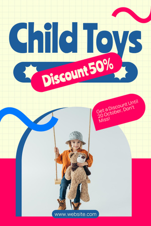 Discount on Toys with Kid on Swing Pinterest Design Template