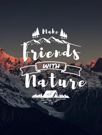 Platilla de diseño Citation about Nature with Sunset on Mountains Poster US