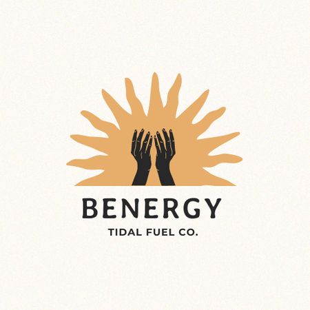 Emblem with Sun and Hands Logo Design Template