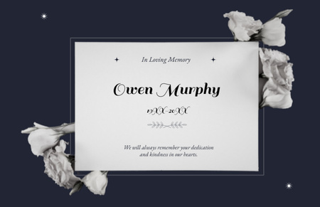 Modèle de visuel Sympathy Phrase with Flowers on Dark Blue - Thank You Card 5.5x8.5in