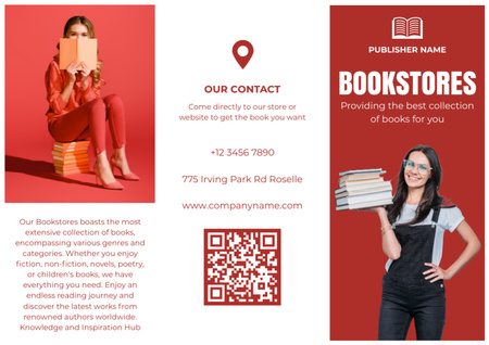 Ontwerpsjabloon van Brochure van Boekhandelsadvertentie met vrouwen met boeken