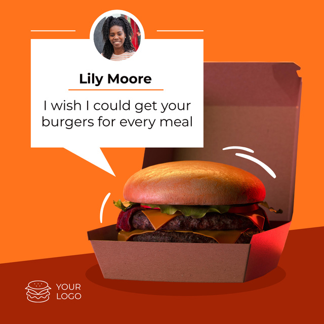 Customer's Review on delicious Burger Instagram – шаблон для дизайна