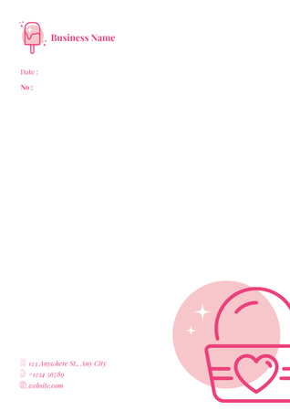 Illustration of Pink Ice Cream Letterhead Design Template