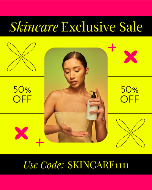Ontwerpsjabloon van Instagram Post Vertical van Exclusive Sale of Skincare Products