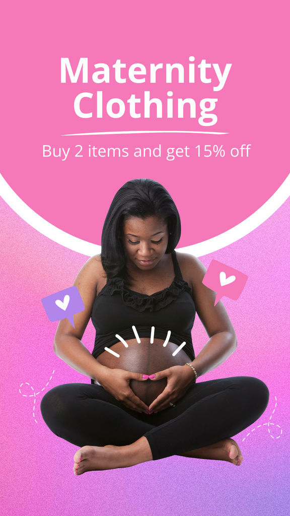 Discount on Clothes with Pregnant African American Woman Instagram Storyデザインテンプレート