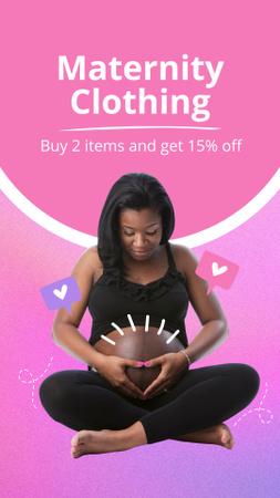 Alennus vaatteista raskaana olevan afroamerikkalaisen naisen kanssa Instagram Story Design Template