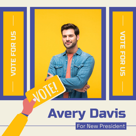 Male Candidate on Yellow Background Instagram Design Template