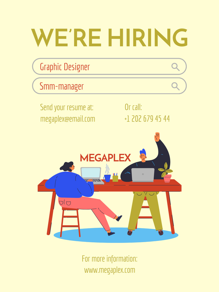 Ad for Search Of Competent Graphic Designer And SMM-Manager Specialists Poster US Πρότυπο σχεδίασης