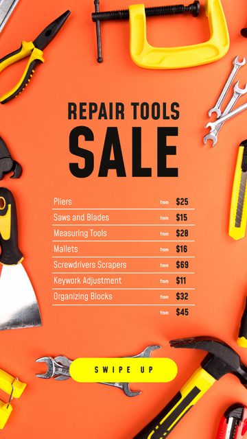 Plantilla de diseño de House Repair Tools Sale in Orange Instagram Story 
