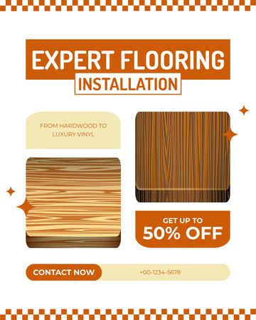Szakértői padlóbeépítés hirdetése különféle mintákkal Instagram Post Vertical tervezősablon