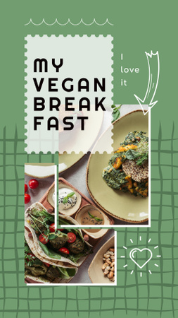 egészséges vegán reggeli az asztalon Instagram Story tervezősablon