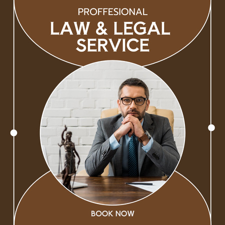 Legal Services Offer with Lawyer on Workplace Instagram Design Template