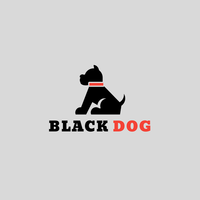 Black Dog Emblem Logo Design Template