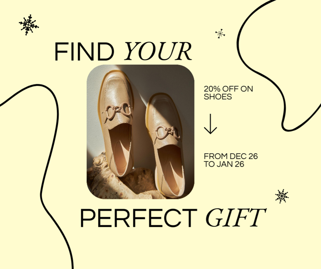 New Year Sale of Fashionable Footwear Facebook Design Template