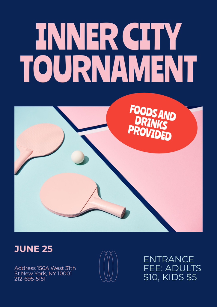 Intercity Table Tennis Tournament Announcement Poster Modelo de Design
