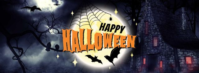 Halloween Greeting with Dark Castle Facebook cover Πρότυπο σχεδίασης