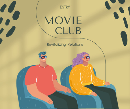 Template di design Man and Woman in the Cinema Wearing 3d Glasses Facebook