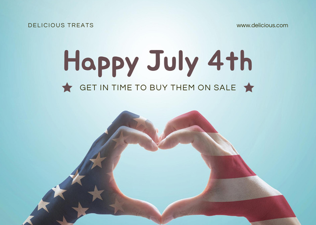 Happy 4th of July with Love to America Card Design Template