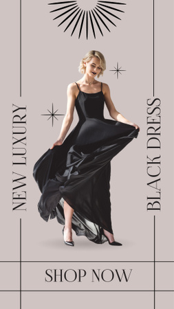 Woman in Fabulous Black Dress Instagram Story Design Template