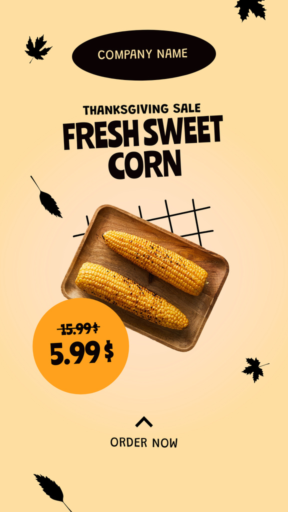 Designvorlage Fresh Sweet Corn on Thanksgiving Offer für Instagram Story