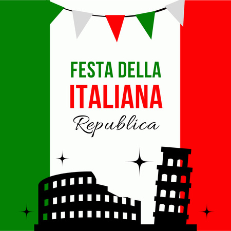 Plantilla de diseño de Felicitaciones por el Día de la República de Italia. Instagram 