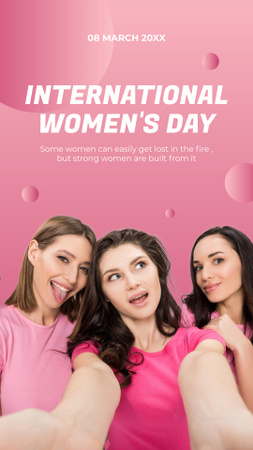 Modèle de visuel Joyeuses jeunes femmes à l'occasion de la Journée internationale de la femme - Instagram Story
