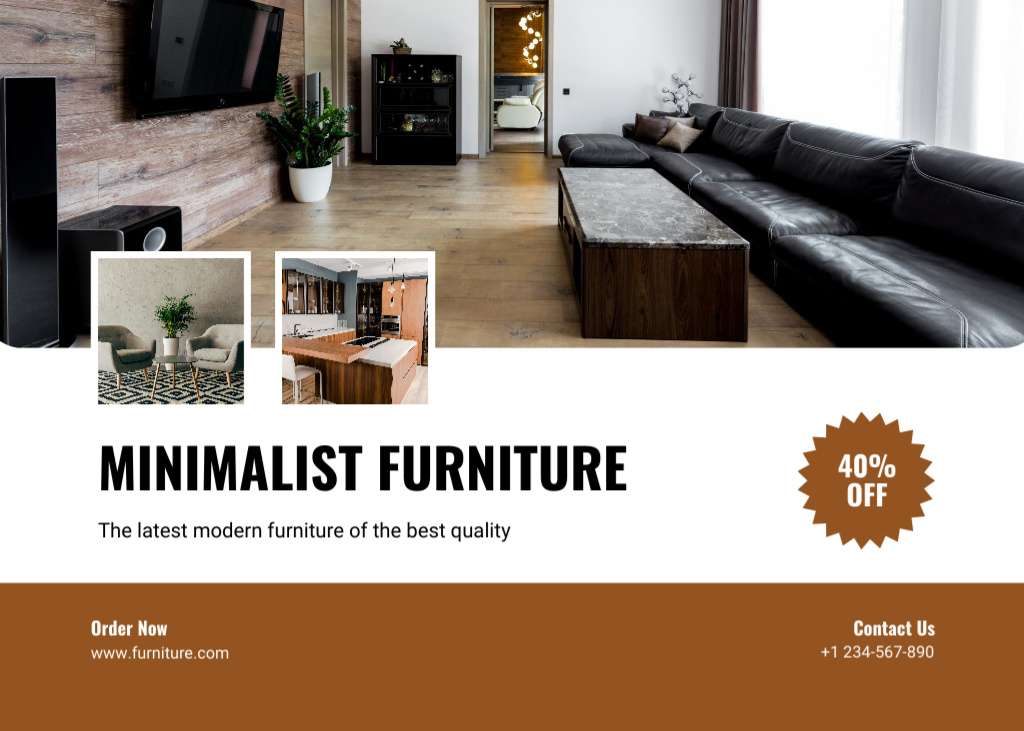 Announcement of Sale of Best Furniture Flyer 5x7in Horizontal Design Template